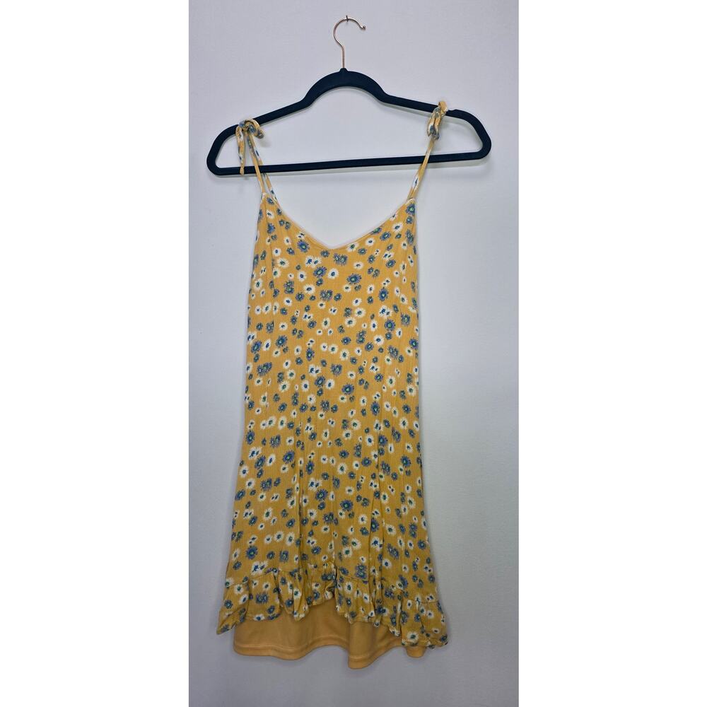 Andrée by Unit Yellow Floral Mini Dress with Tie Shoulder Straps Size XS